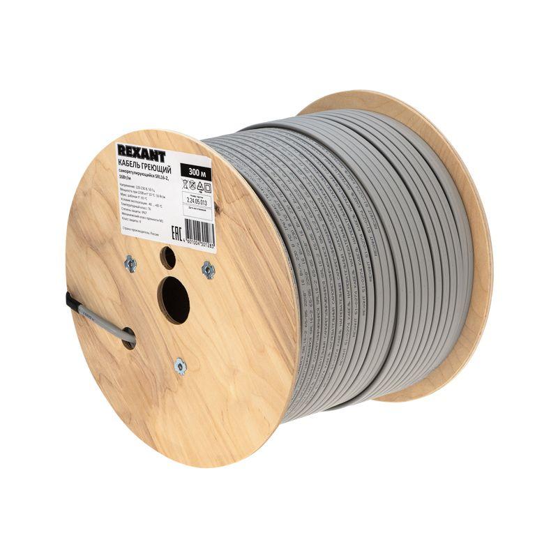 Кабель греющий (нагрев.) саморег. SRL16-2 неэкранированный 16Вт/м 0.88кв.мм/105м 300м Rexant 51-0274