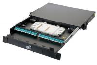 Панель оптическая 47D-24 19дюйм 1U выдвижная корпус на 24 адаптеров 12 дуплекс LC адаптеров ОМЗ Eurolan 47D-24-30-2L-12-11BL