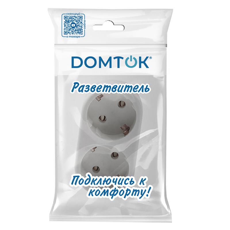 Разветвитель 2-м плоский с заземл. 16А 3500Вт 250В бел. DОМТОК 2653
