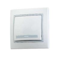 Выключатель 1-кл. СП Мира 10А IP20 с сер. вставкой бел. LEZARD 701-0215-100