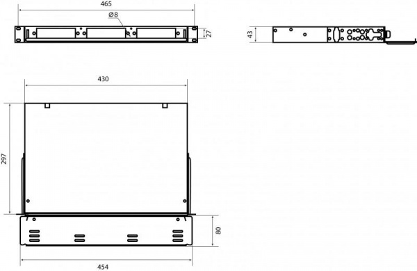 Бокс оптический FO-19V-1U-3хSLT-W130H30-24UN-BK универс. выдвижной 19дюйм от 8 до 24 портов (SC duplex LC ST FC) (со спайс. пласт. без пигтейлов. и прох. адапт.) черн. Hyperline 401216
