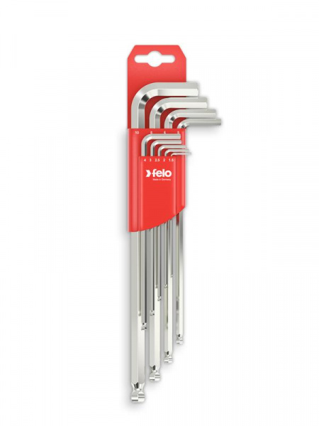 Набор ключей шестигранных Г-образ. удлиненне с шаровым окончанием 8шт HEX 1.5-10.0 Felo 36500911